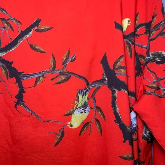 Mislook XXL Plus Size Dress Red with Nature and Bird design - Picture 4 of 4